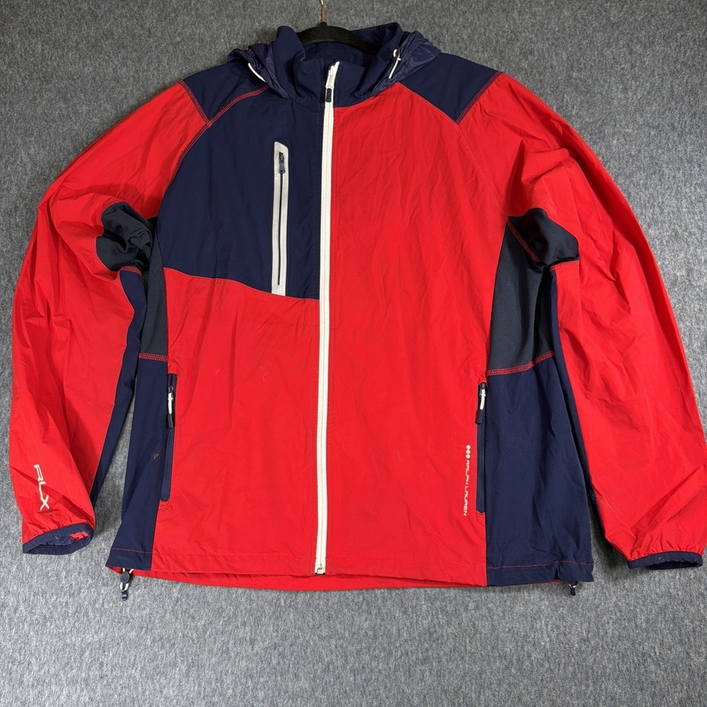 RLX Ralph Lauren Jacket Men XL Packable Windbreaker Golf Water‎ Repellant Hood